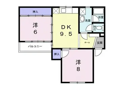 ヴィラ大坂(2DK/1階)の間取り写真