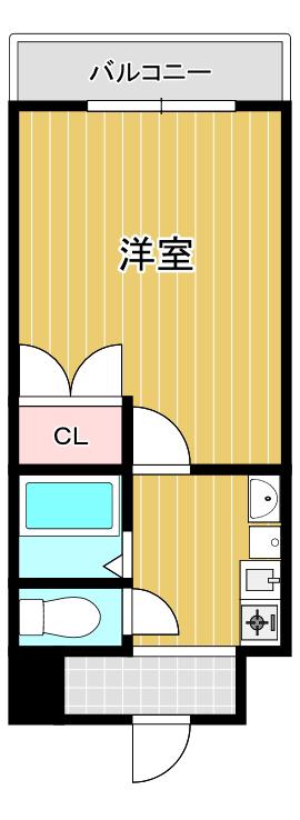 アリエス城野(1K/4階)の間取り写真