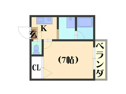 ローレルコート壱番館(1K/1階)の間取り写真