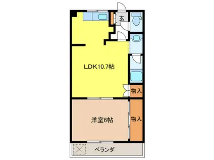 エポックハイムけんせいC(1LDK/2階)の間取り写真