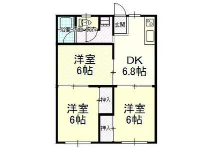 国衙ハイツ(3DK/1階)の間取り写真