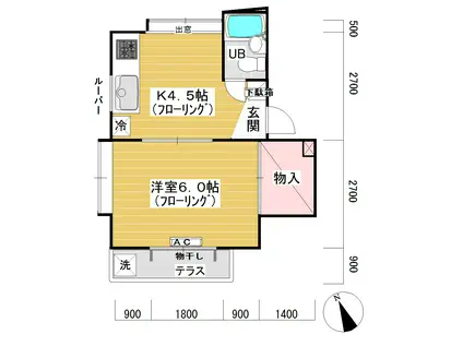 オーハイツ(1K/1階)の間取り写真