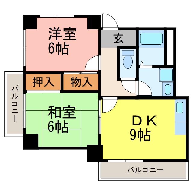 グランビスタ向山(2DK/2階)の間取り写真