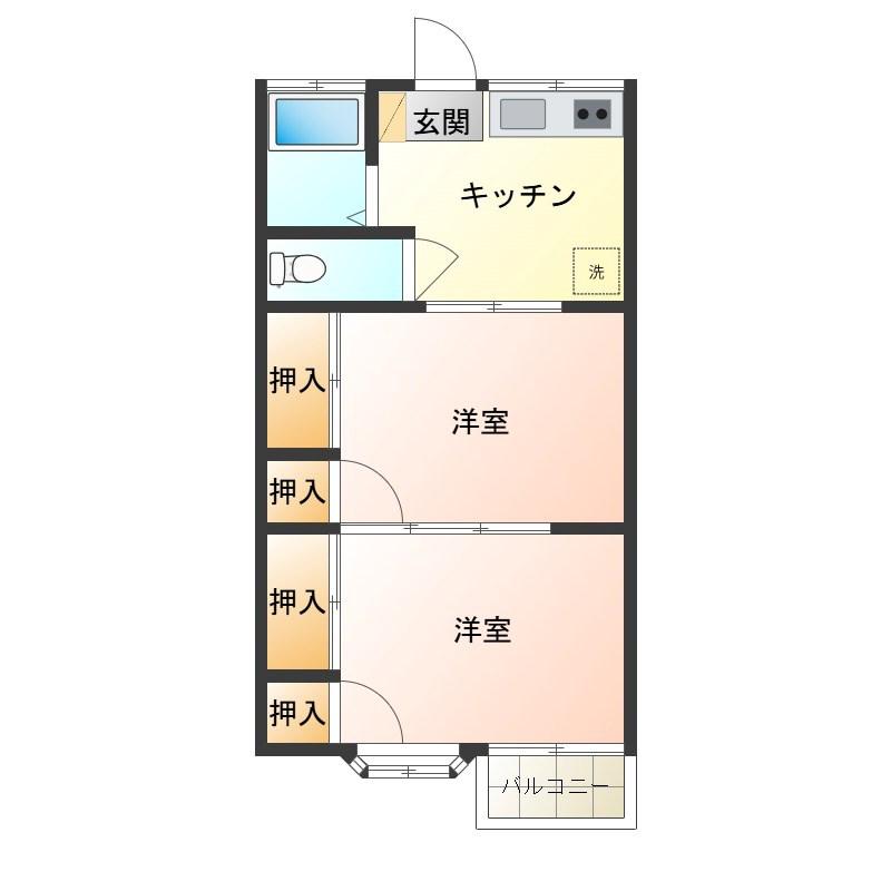 舘野コーポ(2K/2階)の間取り写真