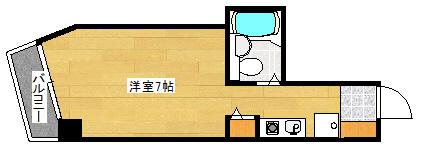 ロイヤルパレス東観音(ワンルーム/6階)の間取り写真