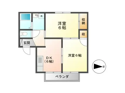 セゾンフローラ(2DK/2階)の間取り写真