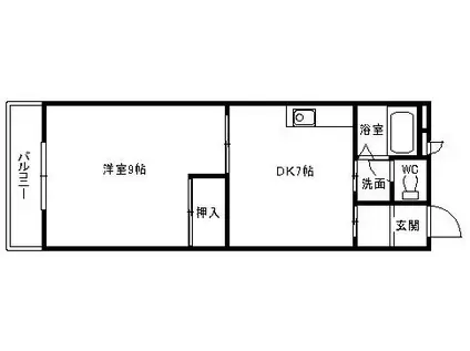 ラ・セゾン城北(1DK/3階)の間取り写真