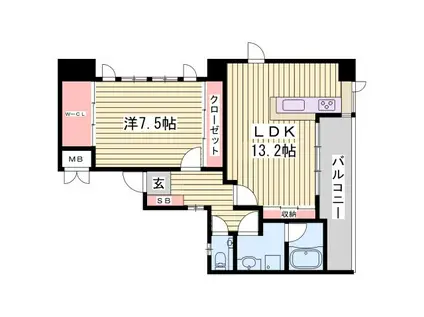 マロン・ド・ヴィラ(1LDK/7階)の間取り写真