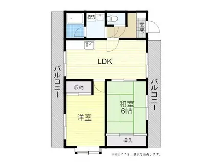 エルセゾン杉田2(2LDK/3階)の間取り写真