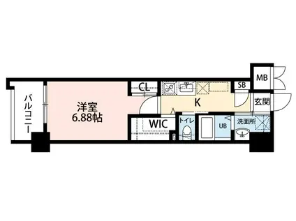 ウィングス到津の森(1K/13階)の間取り写真