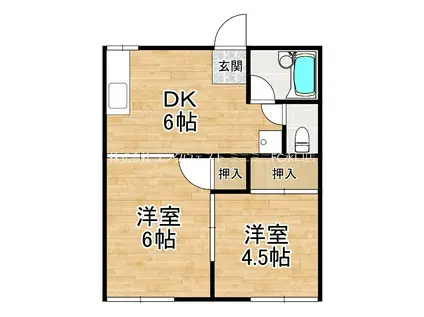 サンライフ新町(2DK/2階)の間取り写真