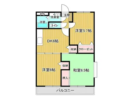 サンクレストA棟(3DK/3階)の間取り写真