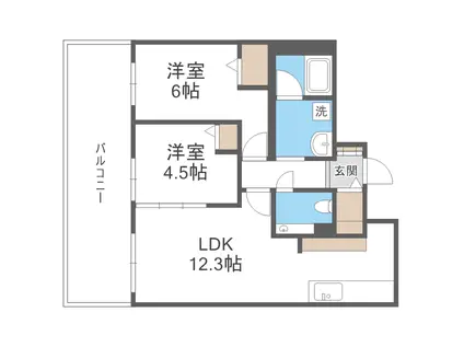 グランファーレ宮の森コートハウス四季の杜(2LDK/2階)の間取り写真