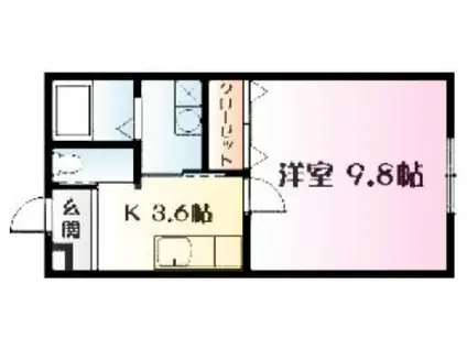 リバーサイドウイング(1K/1階)の間取り写真