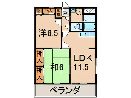 エスパシオ(2LDK/3階)の間取り写真