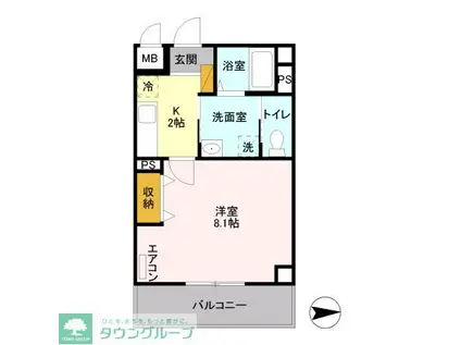 スフィア(1K/4階)の間取り写真