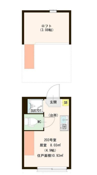 ハーモニーテラス西尾久II(ワンルーム/2階)の間取り写真