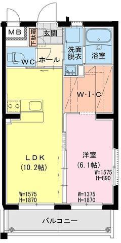 ハイド・パーク(1LDK/2階)の間取り写真