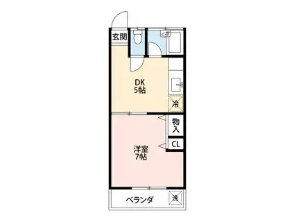 出水サンハイツ(1DK/2階)の間取り写真