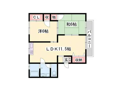 シャトルSK B棟(2LDK/2階)の間取り写真
