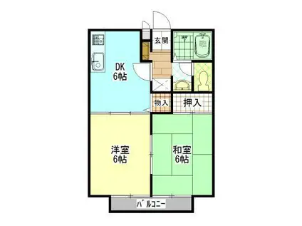 ビーライン日吉台B(2DK/1階)の間取り写真