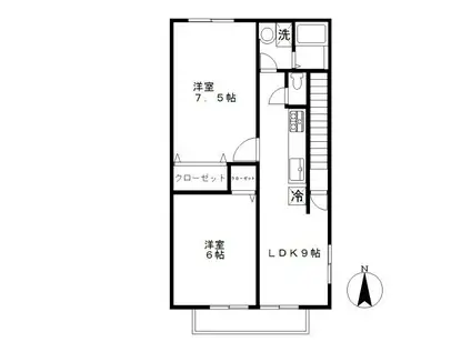 フェアホルムB棟(2LDK/2階)の間取り写真