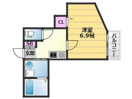 アライズ諏訪ノ森マンション(1K/2階)の間取り写真