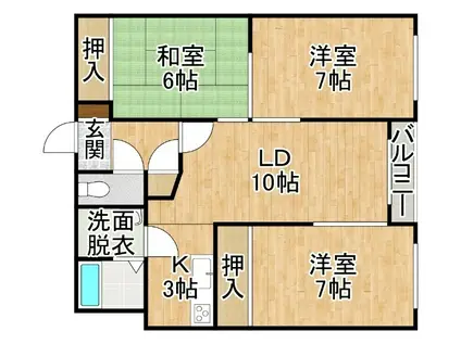 メゾンドール明星(3LDK/3階)の間取り写真