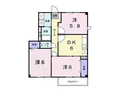 ドゥーフォワイエ(3DK/2階)の間取り写真