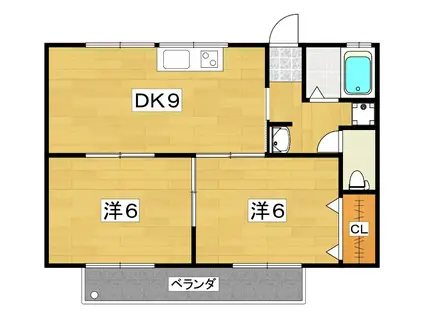 エコート鏡畑(2DK/2階)の間取り写真