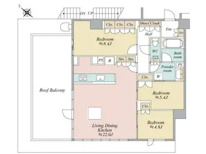 プレミスト赤坂檜町公園(3LDK/4階)の間取り写真