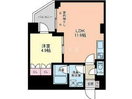 ヴィアーレ四谷(1LDK/3階)の間取り写真