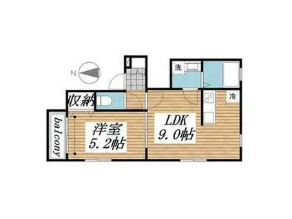 ALZARGATE(1LDK/2階)の間取り写真