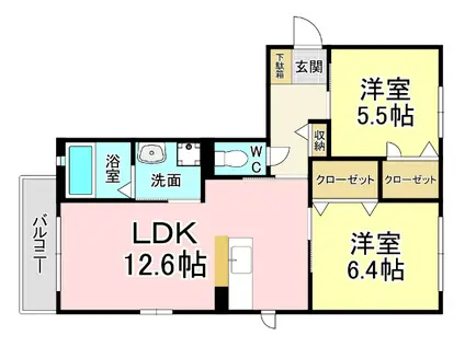 メイタイムB棟(2LDK/2階)の間取り写真