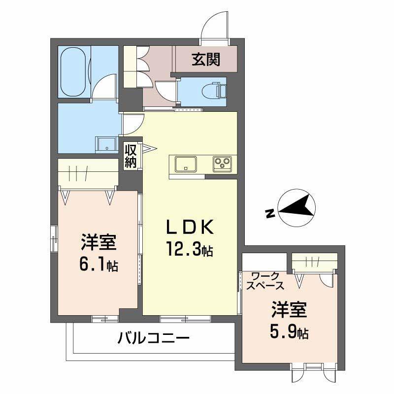 シャーメゾンエム(2LDK/1階)の間取り写真