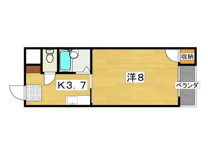寿ハイツII(1K/2階)の間取り写真