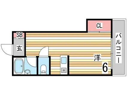 ハイツ本山南(1K/3階)の間取り写真