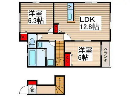 ソフィアおおたかの森A(2LDK/2階)の間取り写真