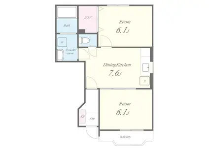 サントゥール(2DK/1階)の間取り写真