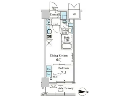 パークアクシス本所吾妻橋サウスレジデンス(1DK/3階)の間取り写真