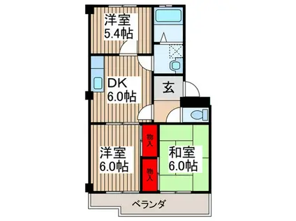 第一メジャーマンション(3DK/2階)の間取り写真