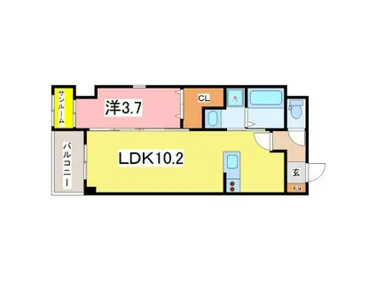 グランハルール開発(1LDK/2階)の間取り写真