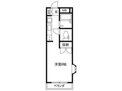 ジュネス船橋(ワンルーム/6階)の間取り写真