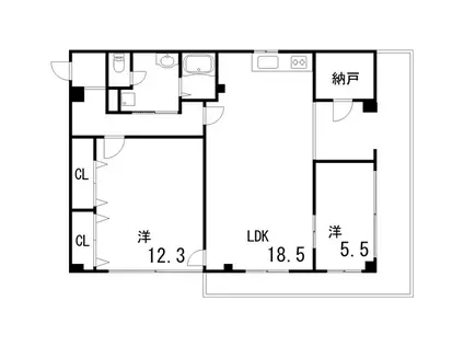 灘ハイム(2LDK/4階)の間取り写真