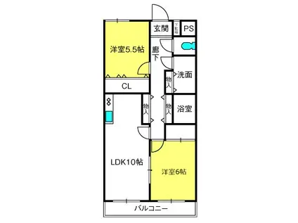 ロイヤルメゾンIV(2LDK/5階)の間取り写真