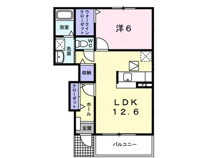 プリマ・クラッセ B(1LDK/1階)の間取り写真