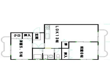 JR東海道本線 西焼津駅 徒歩53分 2階建 築23年(2LDK/1階)の間取り写真