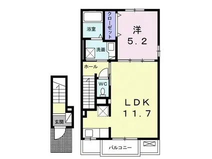 アムールI(1LDK/2階)の間取り写真