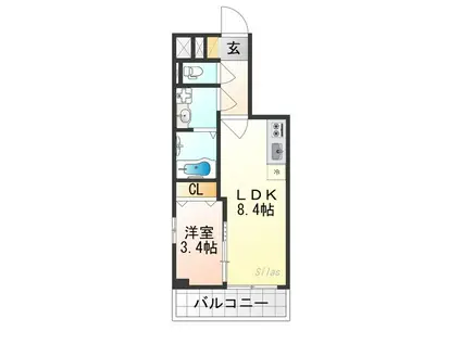 セオリー京都オーラ(1LDK/5階)の間取り写真