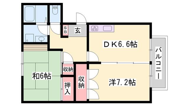 グリーンハイツA棟(2DK/2階)の間取り写真